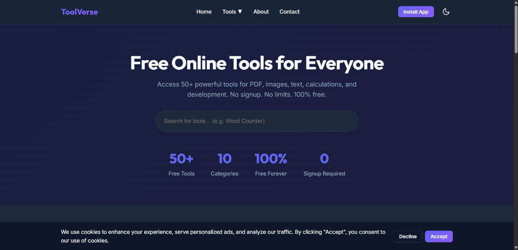 ToolVerse Hero Dashboard